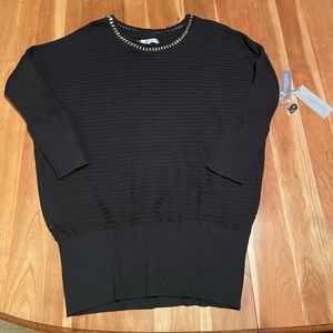 *NWT*Jennifer Lopez Black sweater with chain detail on crewneck